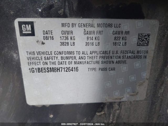Photo 8 VIN: 1G1BE5SM8H7126416 - CHEVROLET CRUZE 