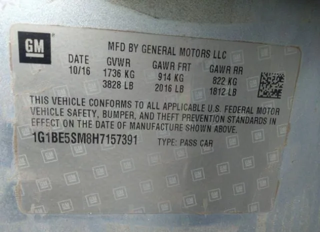 Photo 8 VIN: 1G1BE5SM8H7157391 - CHEVROLET CRUZE 