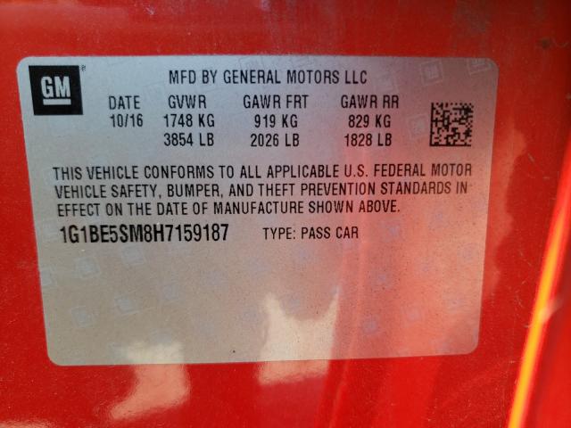 Photo 9 VIN: 1G1BE5SM8H7159187 - CHEVROLET CRUZE LT 