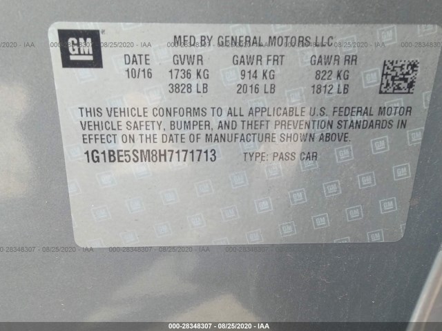 Photo 8 VIN: 1G1BE5SM8H7171713 - CHEVROLET CRUZE 