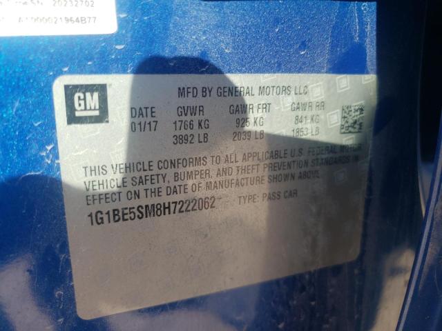 Photo 9 VIN: 1G1BE5SM8H7222062 - CHEVROLET CRUZE LT 