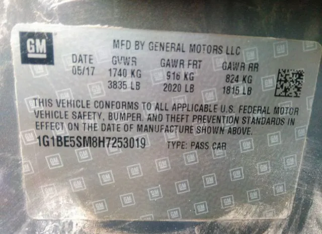 Photo 8 VIN: 1G1BE5SM8H7253019 - CHEVROLET CRUZE 