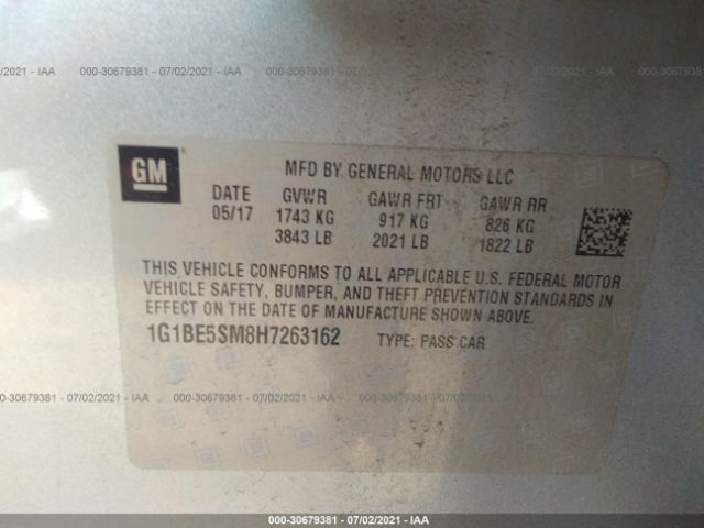 Photo 8 VIN: 1G1BE5SM8H7263162 - CHEVROLET CRUZE 