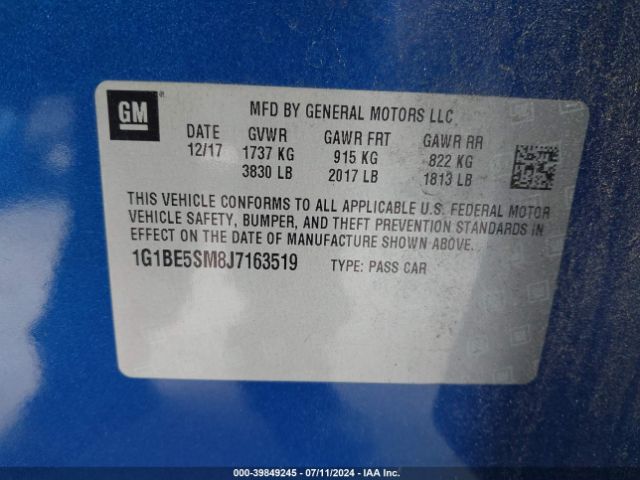 Photo 8 VIN: 1G1BE5SM8J7163519 - CHEVROLET CRUZE 