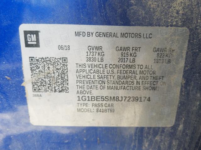 Photo 9 VIN: 1G1BE5SM8J7239174 - CHEVROLET CRUZE LT 