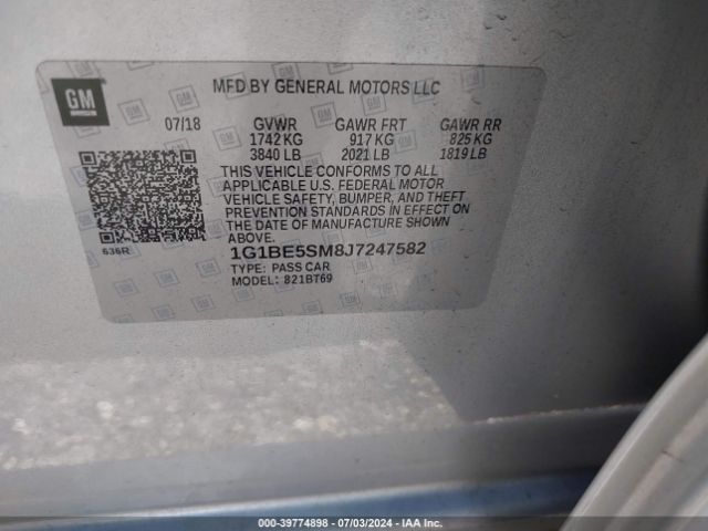 Photo 8 VIN: 1G1BE5SM8J7247582 - CHEVROLET CRUZE 