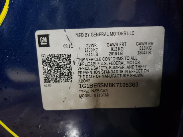 Photo 9 VIN: 1G1BE5SM8K7105363 - CHEVROLET CRUZE LT 