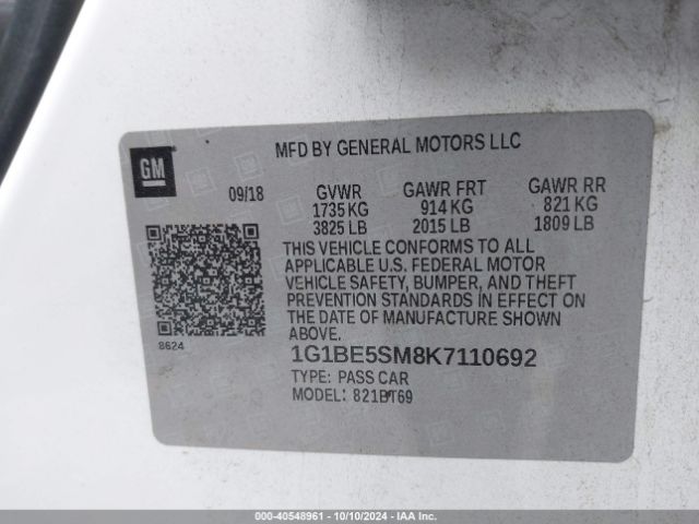 Photo 8 VIN: 1G1BE5SM8K7110692 - CHEVROLET CRUZE 