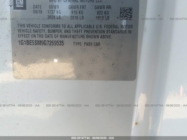 Photo 8 VIN: 1G1BE5SM9G7269535 - CHEVROLET CRUZE 