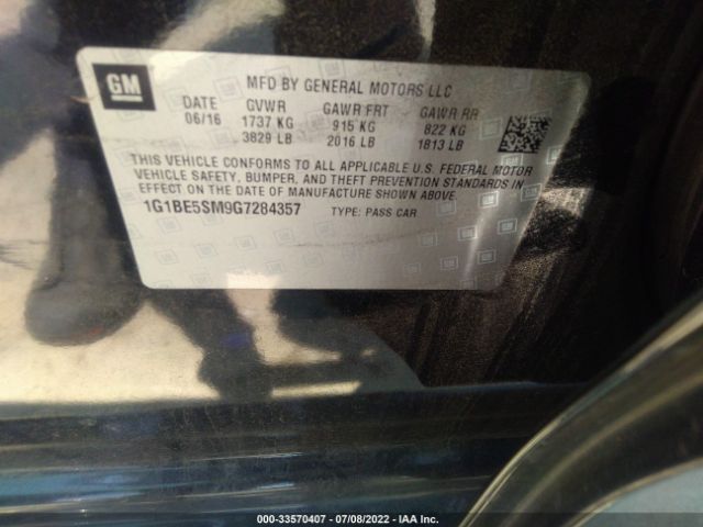 Photo 8 VIN: 1G1BE5SM9G7284357 - CHEVROLET CRUZE 