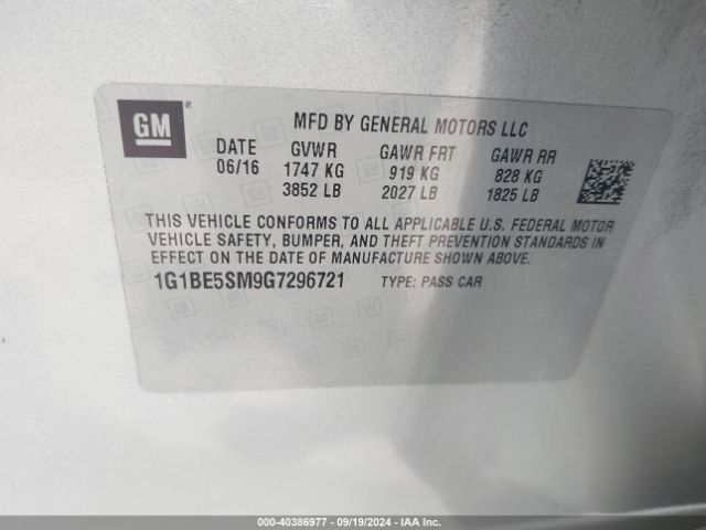 Photo 8 VIN: 1G1BE5SM9G7296721 - CHEVROLET CRUZE 