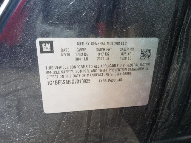 Photo 9 VIN: 1G1BE5SM9G7310925 - CHEVROLET CRUZE LT 