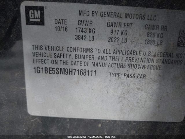 Photo 8 VIN: 1G1BE5SM9H7168111 - CHEVROLET CRUZE 