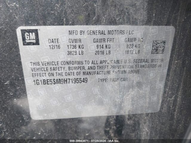 Photo 8 VIN: 1G1BE5SM9H7195549 - CHEVROLET CRUZE 