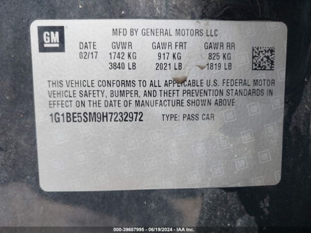 Photo 8 VIN: 1G1BE5SM9H7232972 - CHEVROLET CRUZE 