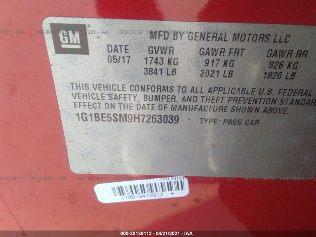 Photo 8 VIN: 1G1BE5SM9H7263039 - CHEVROLET CRUZE 