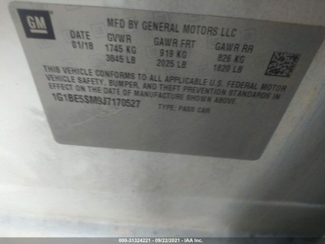 Photo 8 VIN: 1G1BE5SM9J7170527 - CHEVROLET CRUZE 