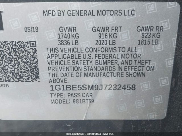 Photo 8 VIN: 1G1BE5SM9J7232458 - CHEVROLET CRUZE 