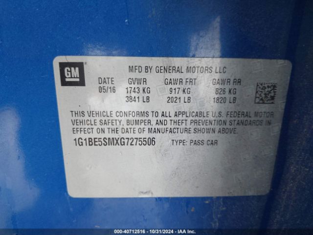 Photo 8 VIN: 1G1BE5SMXG7275506 - CHEVROLET CRUZE 