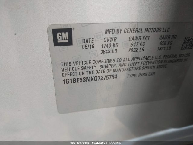 Photo 8 VIN: 1G1BE5SMXG7275764 - CHEVROLET CRUZE 