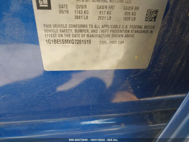 Photo 8 VIN: 1G1BE5SMXG7281919 - CHEVROLET CRUZE 