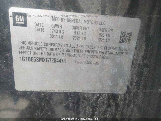 Photo 8 VIN: 1G1BE5SMXG7284478 - CHEVROLET CRUZE 