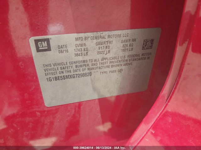 Photo 8 VIN: 1G1BE5SMXG7298820 - CHEVROLET CRUZE 