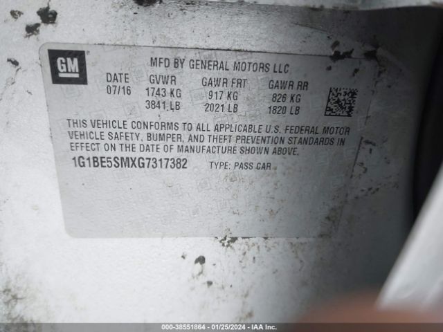 Photo 8 VIN: 1G1BE5SMXG7317382 - CHEVROLET CRUZE 