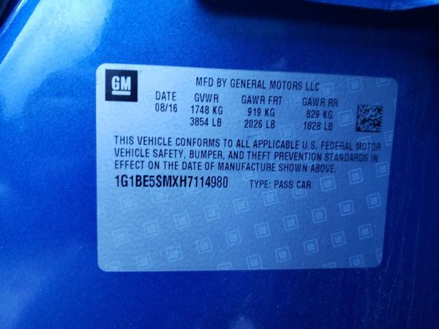 Photo 9 VIN: 1G1BE5SMXH7114980 - CHEVROLET CRUZE LT 