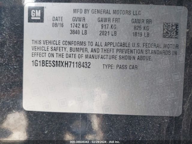 Photo 8 VIN: 1G1BE5SMXH7118432 - CHEVROLET CRUZE 