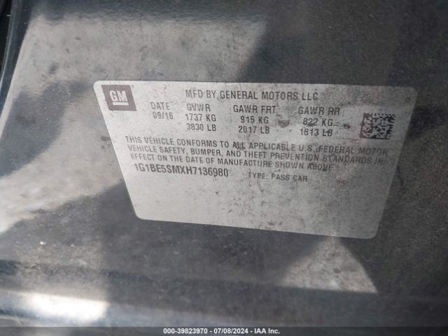 Photo 8 VIN: 1G1BE5SMXH7136980 - CHEVROLET CRUZE 