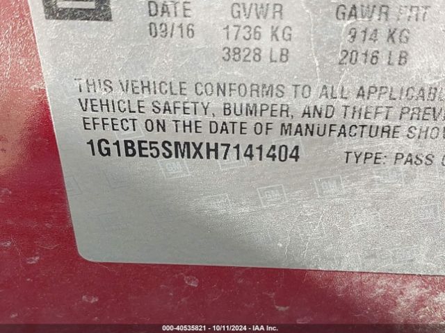 Photo 8 VIN: 1G1BE5SMXH7141404 - CHEVROLET CRUZE 