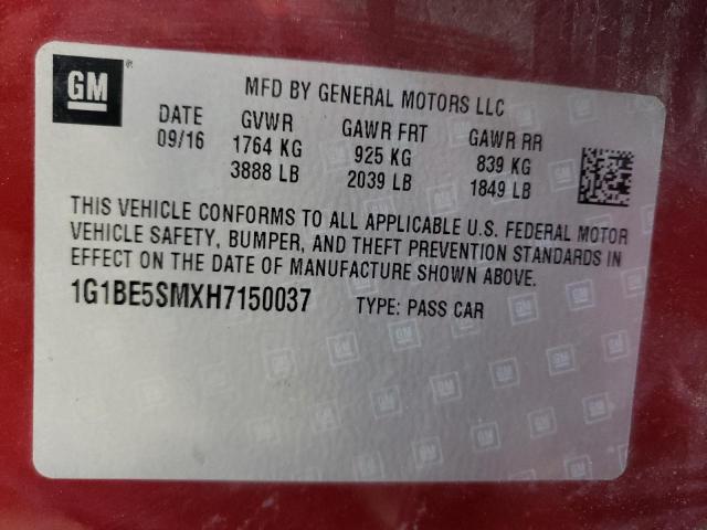 Photo 9 VIN: 1G1BE5SMXH7150037 - CHEVROLET CRUZE LT 