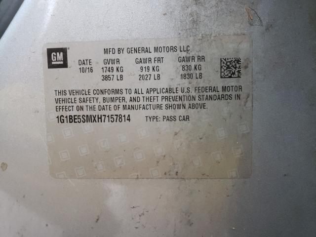 Photo 9 VIN: 1G1BE5SMXH7157814 - CHEVROLET CRUZE LT 