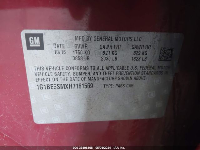 Photo 8 VIN: 1G1BE5SMXH7161569 - CHEVROLET CRUZE 