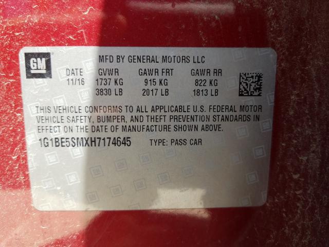 Photo 9 VIN: 1G1BE5SMXH7174645 - CHEVROLET CRUZE LT 