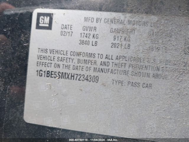 Photo 8 VIN: 1G1BE5SMXH7234309 - CHEVROLET CRUZE 