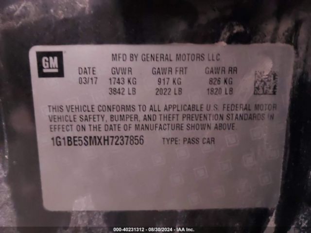 Photo 8 VIN: 1G1BE5SMXH7237856 - CHEVROLET CRUZE 