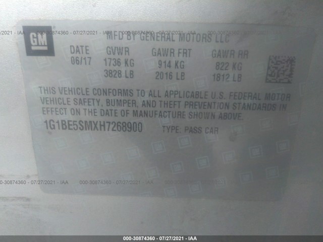 Photo 8 VIN: 1G1BE5SMXH7268900 - CHEVROLET CRUZE 