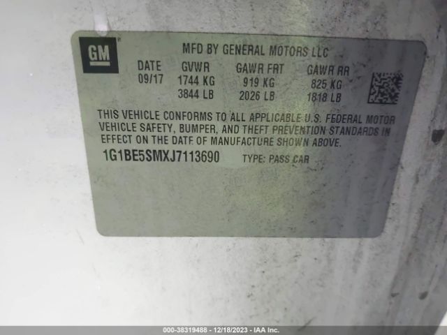 Photo 8 VIN: 1G1BE5SMXJ7113690 - CHEVROLET CRUZE 