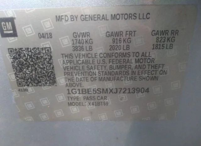 Photo 8 VIN: 1G1BE5SMXJ7213904 - CHEVROLET CRUZE 