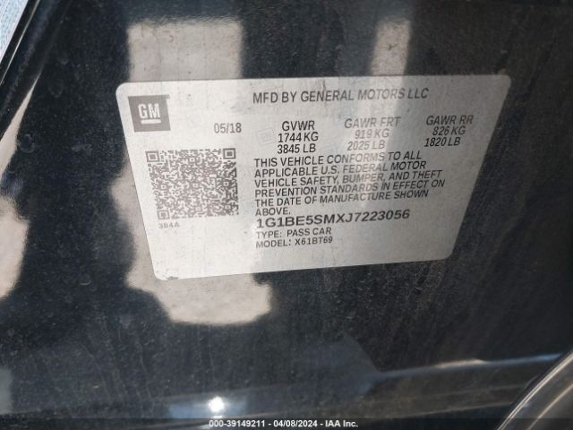 Photo 8 VIN: 1G1BE5SMXJ7223056 - CHEVROLET CRUZE 