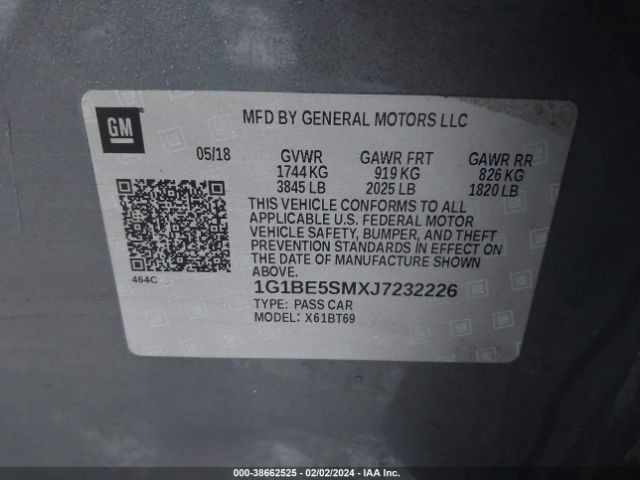 Photo 8 VIN: 1G1BE5SMXJ7232226 - CHEVROLET CRUZE 