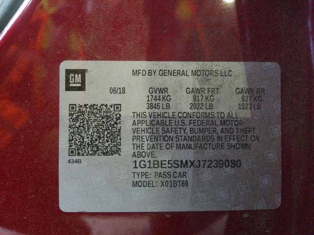 Photo 9 VIN: 1G1BE5SMXJ7239080 - CHEVROLET CRUZE LT 