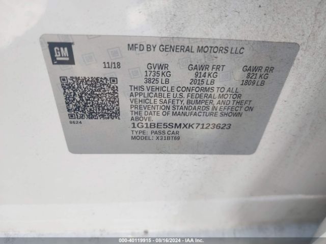 Photo 8 VIN: 1G1BE5SMXK7123623 - CHEVROLET CRUZE 