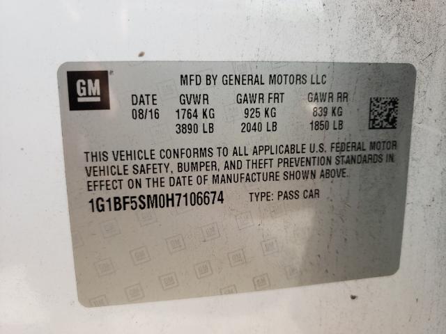 Photo 9 VIN: 1G1BF5SM0H7106674 - CHEVROLET CRUZE PREM 