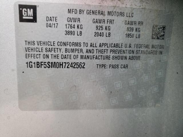 Photo 9 VIN: 1G1BF5SM0H7242562 - CHEVROLET CRUZE PREM 