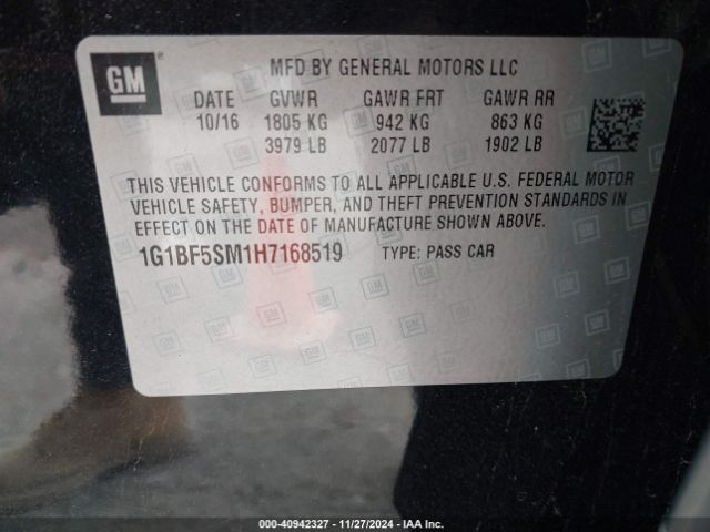 Photo 8 VIN: 1G1BF5SM1H7168519 - CHEVROLET CRUZE 