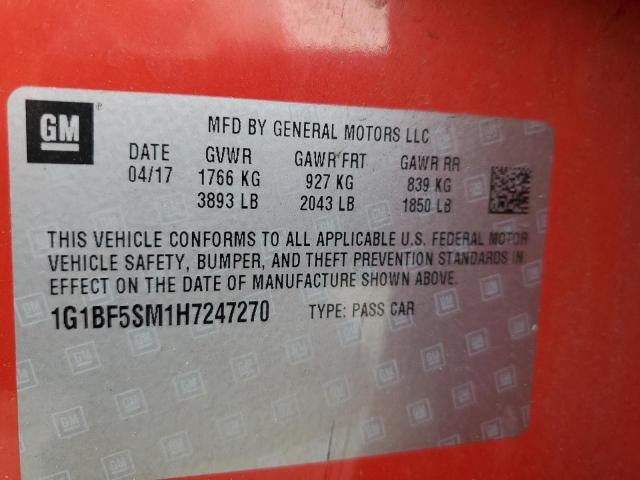 Photo 11 VIN: 1G1BF5SM1H7247270 - CHEVROLET CRUZE 