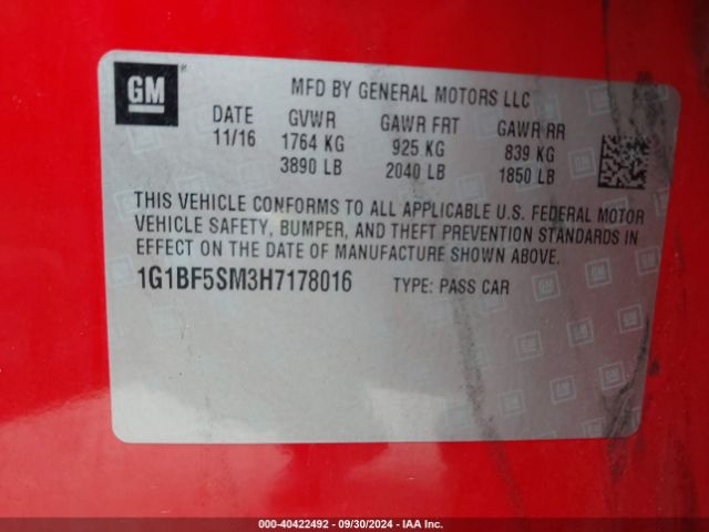 Photo 8 VIN: 1G1BF5SM3H7178016 - CHEVROLET CRUZE 